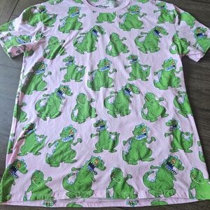Nickelodeon Pink Tee with Green Dinosaur Design